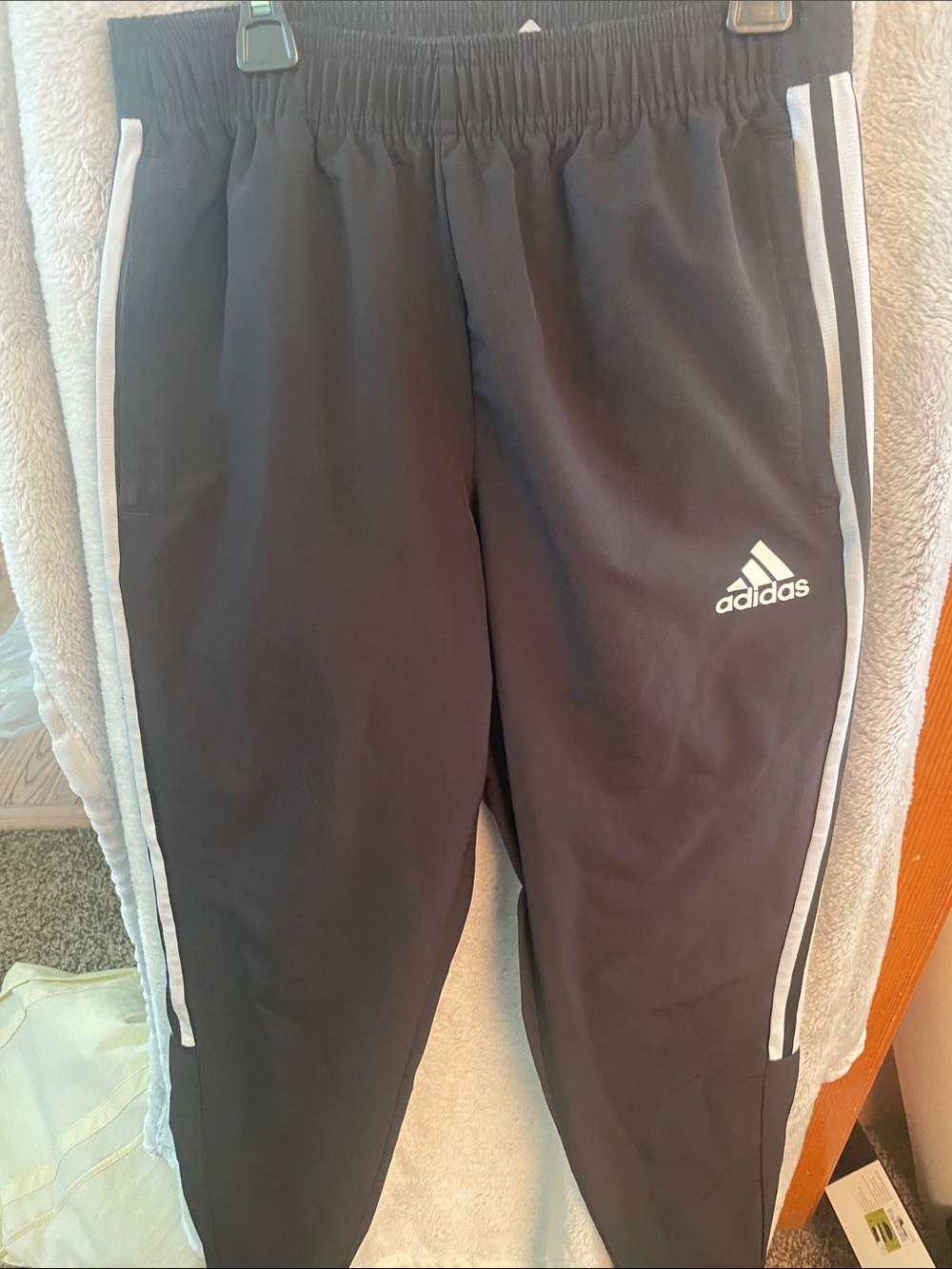 adidas Black Joggers with White Side Stripes